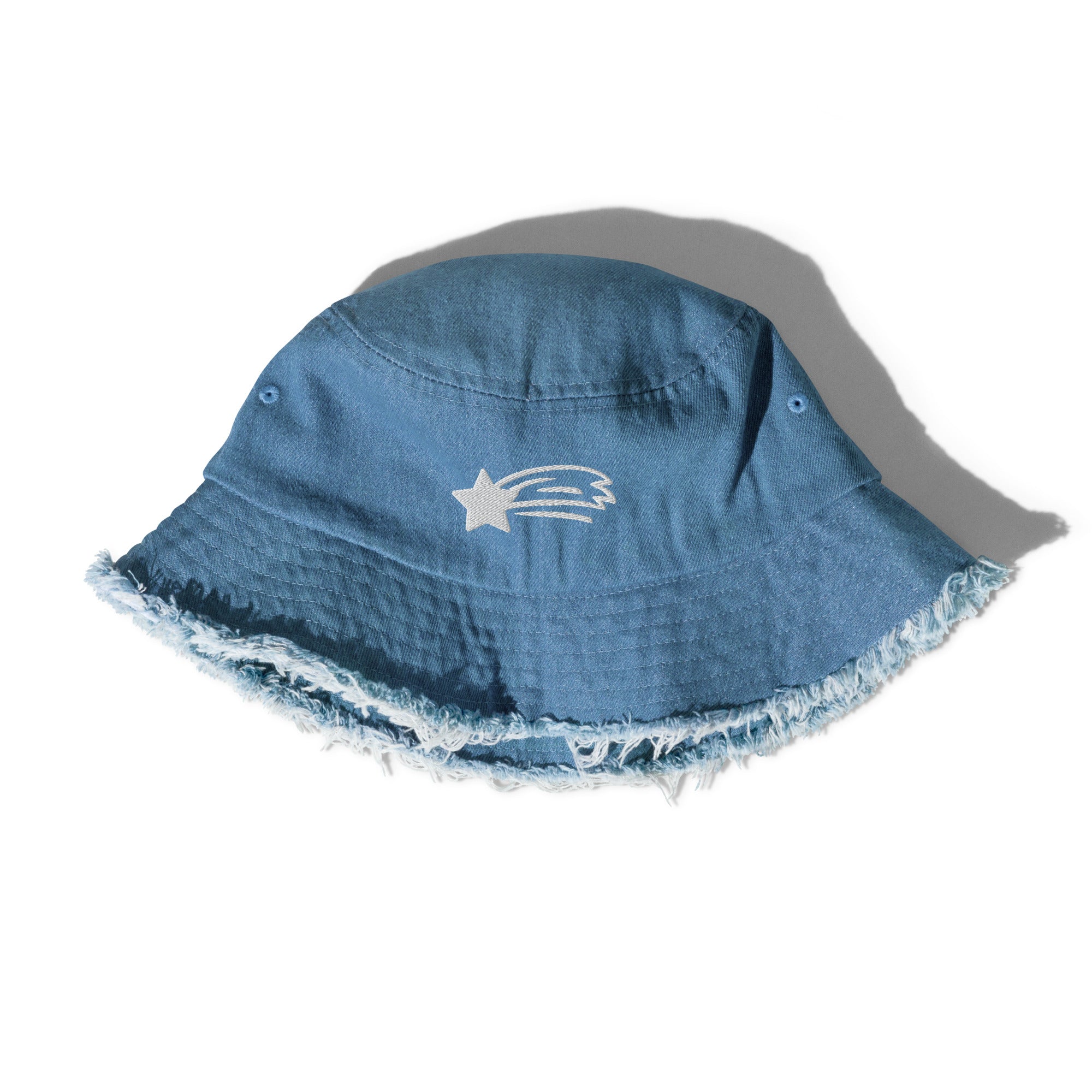 MountainStarGalaxy Distressed Denim Bucket Hat Light Denim