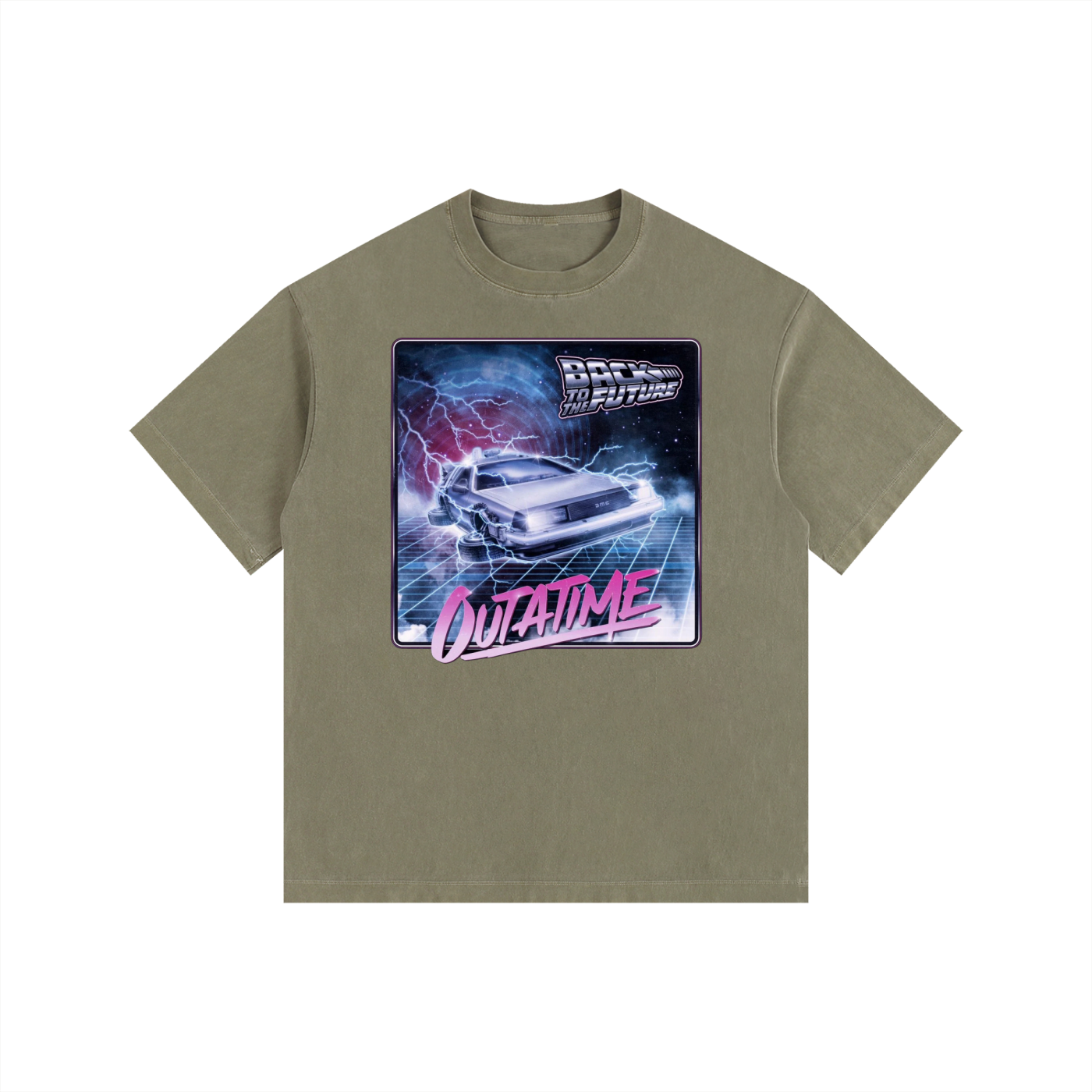 MountainStarGalaxy Unisex Vintage Washed Oversized Cotton Shirt Army Green