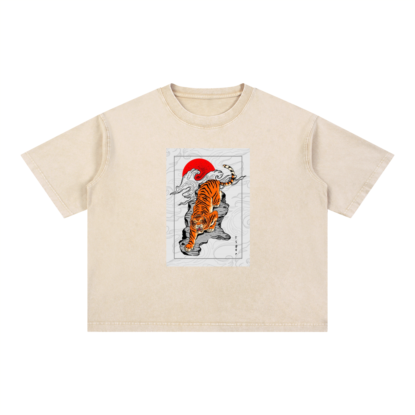 MountainStarGalaxy Mineral Wash Boxy Cotton T-Shirt Light Apricot