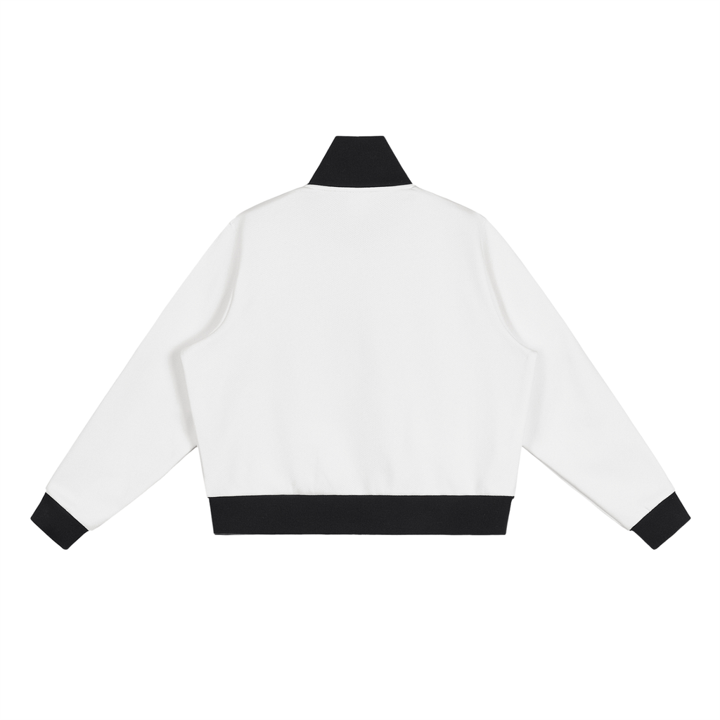 MountainStarGalaxy Contrast Side Stripe Fleece Cropped Track Jacket White