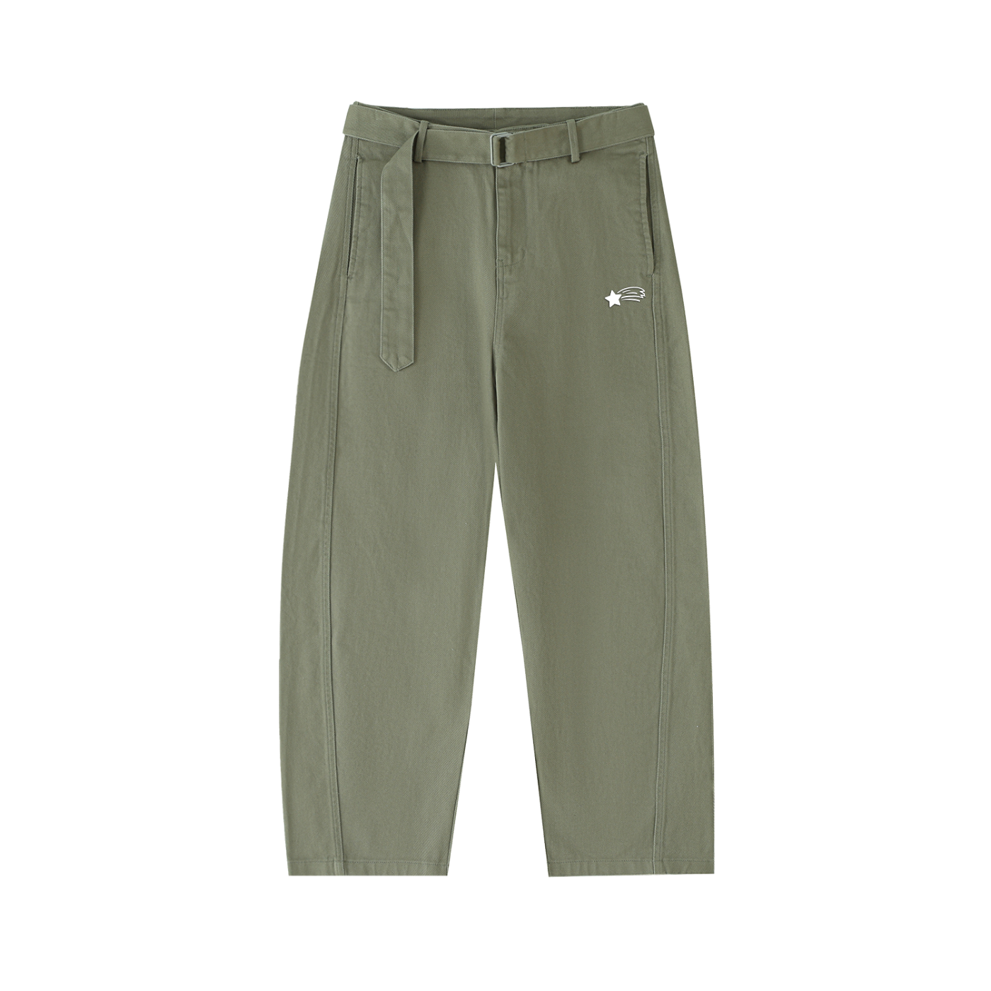 MountainStarGalaxy Women’s Belted Barrel-leg Chino Pants