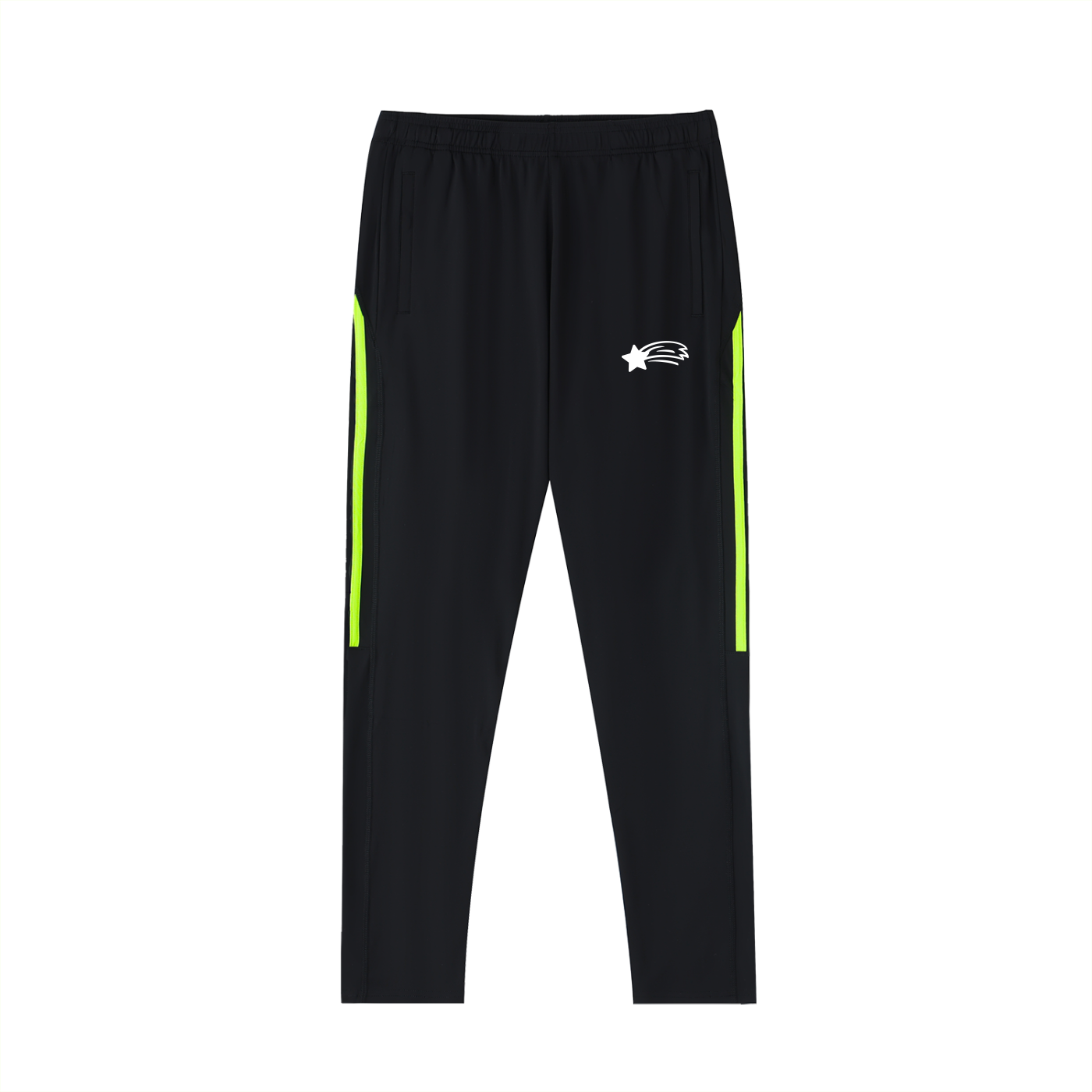 MountainStarGalaxy Unisex Side Stripe Running Pants Lemon Green with Black