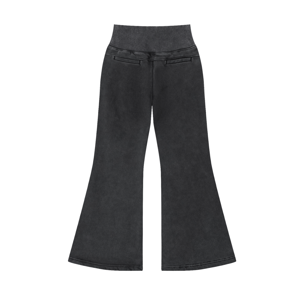 MountainStarGalaxy Women’s Vintage Washed Flared Fleece Pants Dark Gray