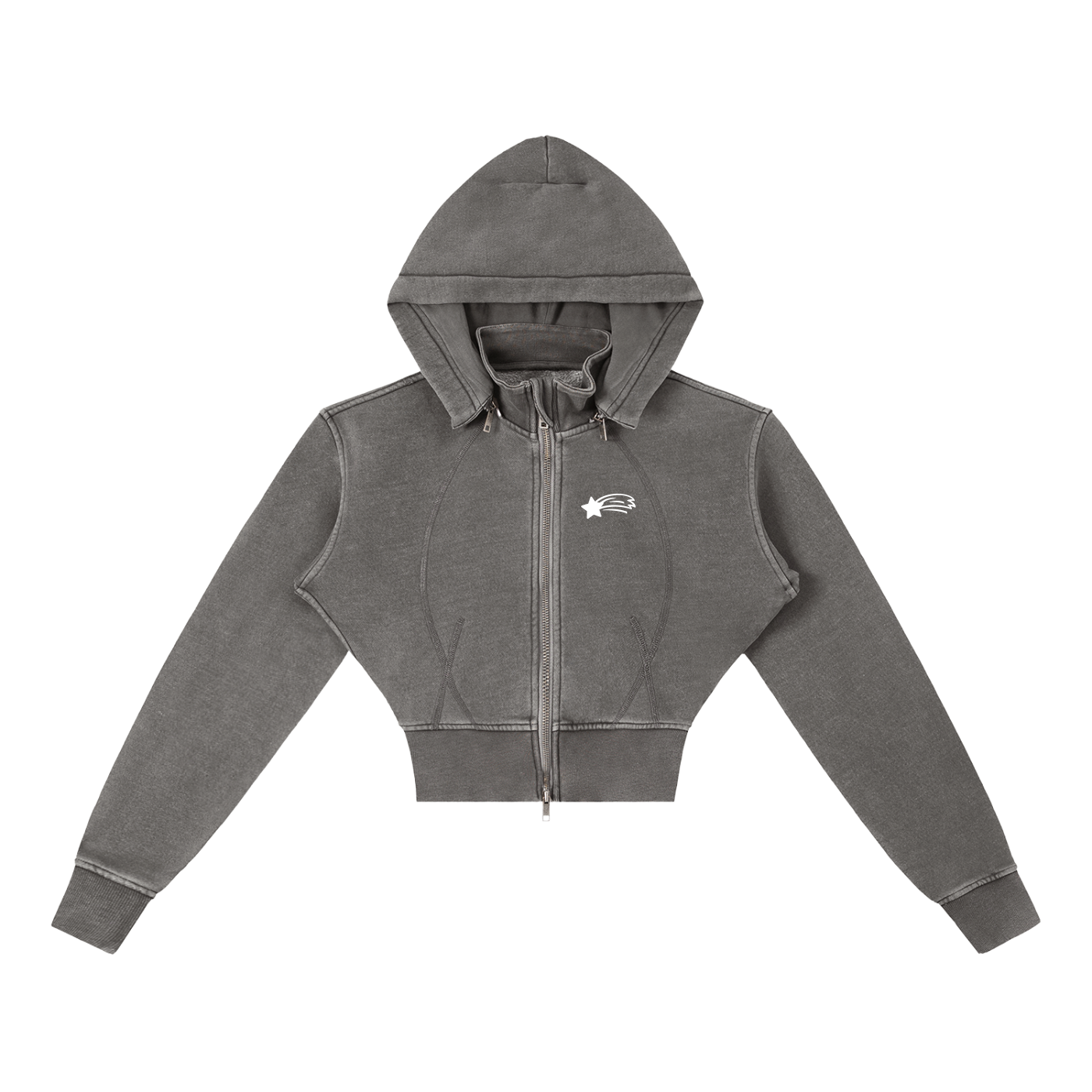 MountainStarGalaxy Women’s Vintage Washed Cropped Fleece Hoodie Dark Gray