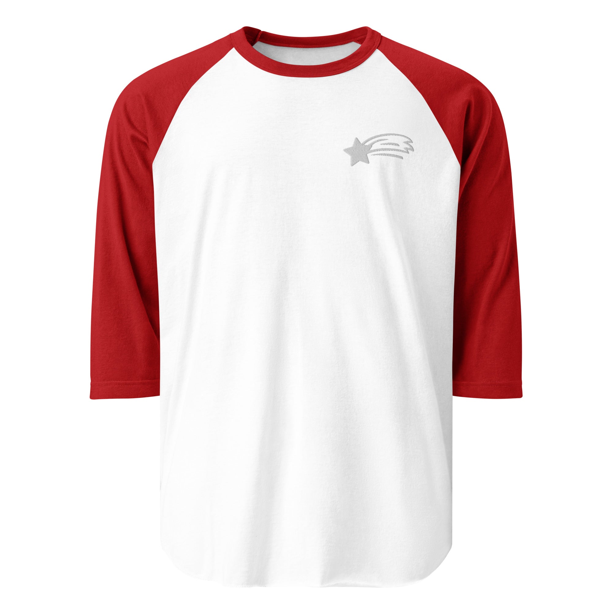 MountainStarGalaxy Unisex 3/4 Sleeve Raglan Shirt White Red