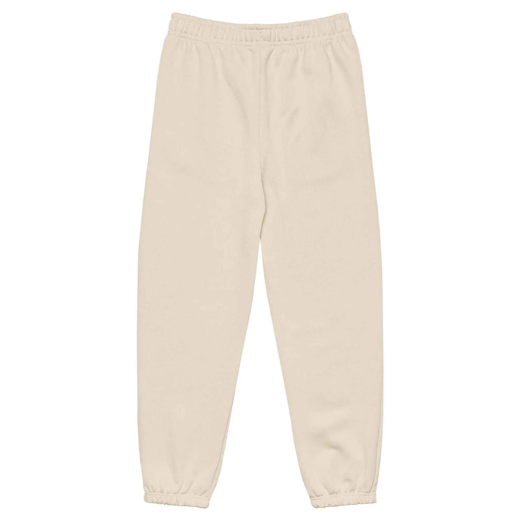 Back view of unisex heavyweight beige sweatpants with elastic waistband from MountainStarGalaxy