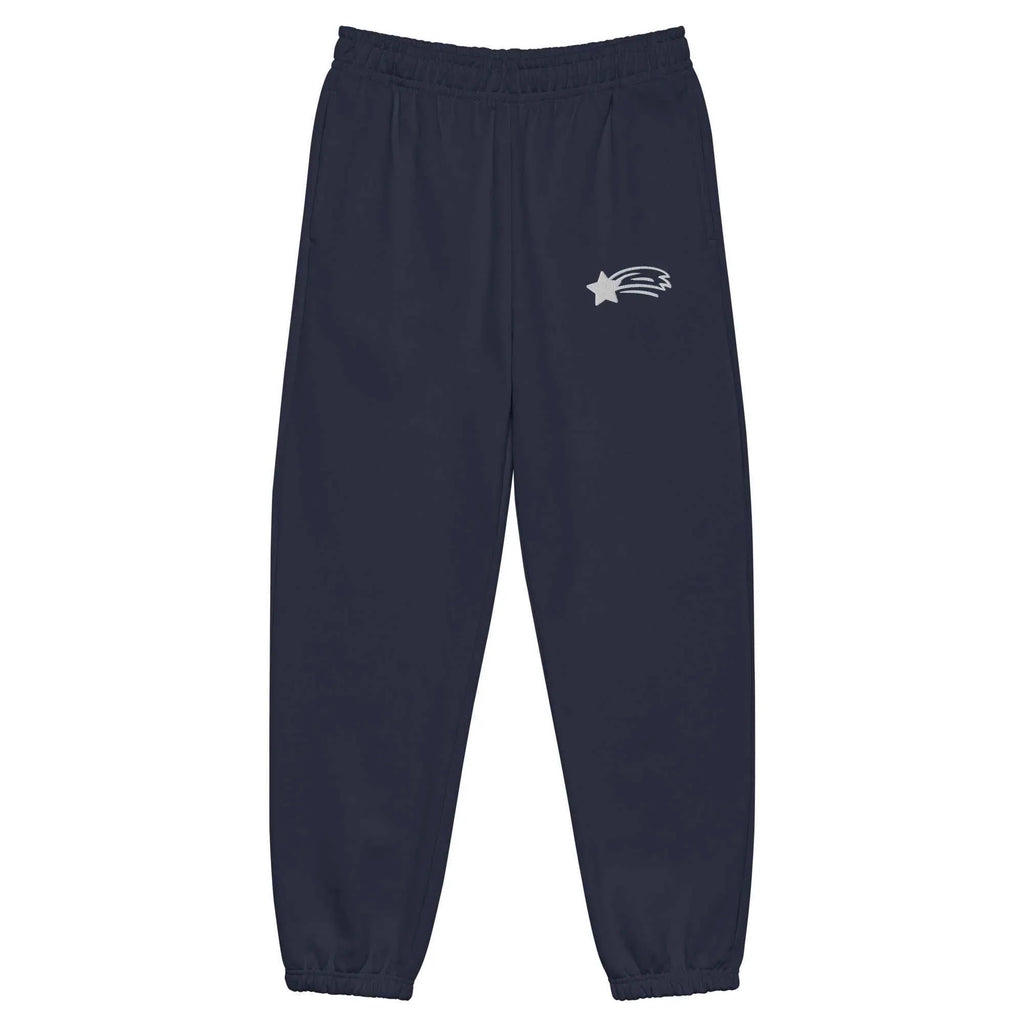 Navy unisex heavyweight sweatpants with shooting star logo, MountainStarGalaxy apparel