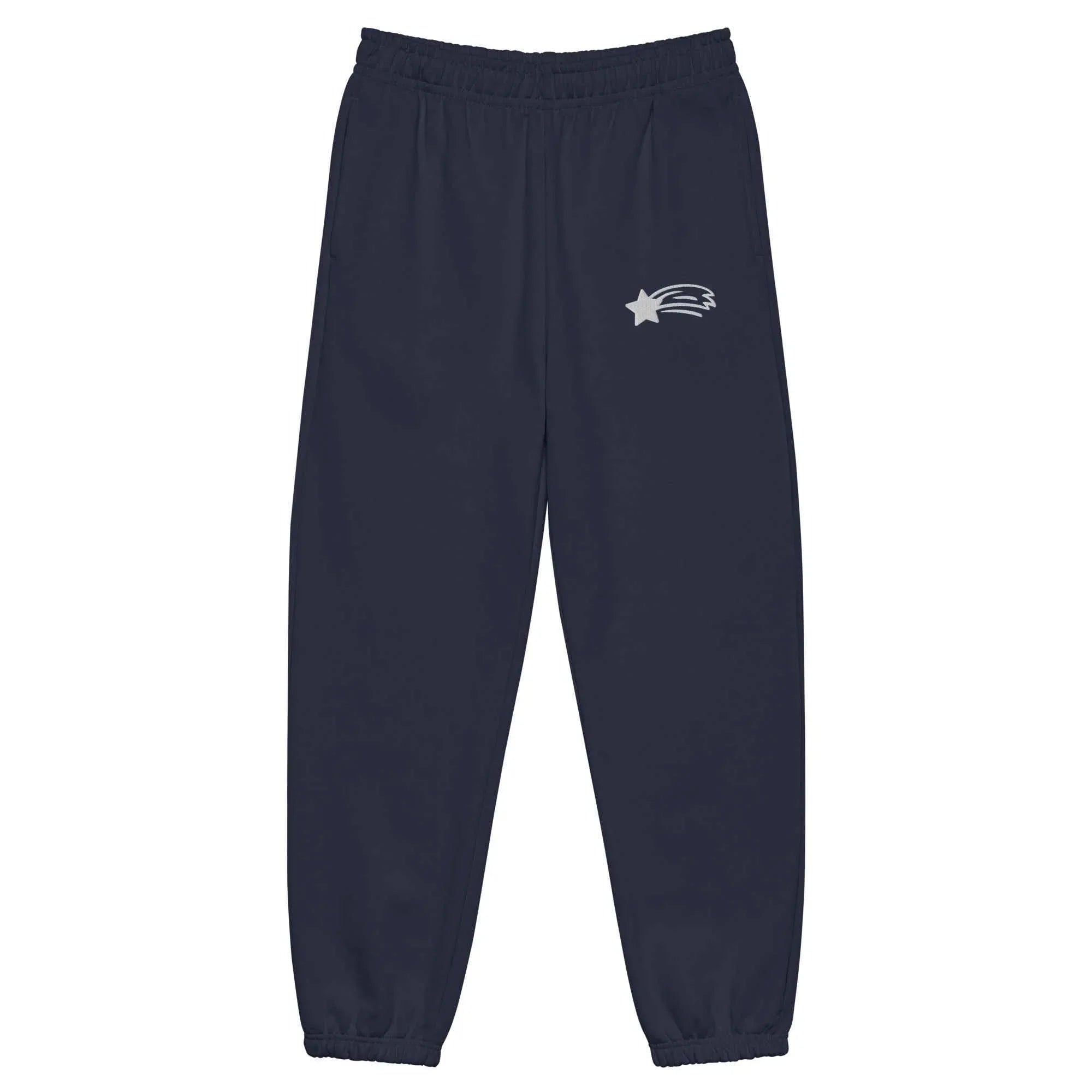 Navy unisex heavyweight sweatpants with shooting star logo, MountainStarGalaxy apparel