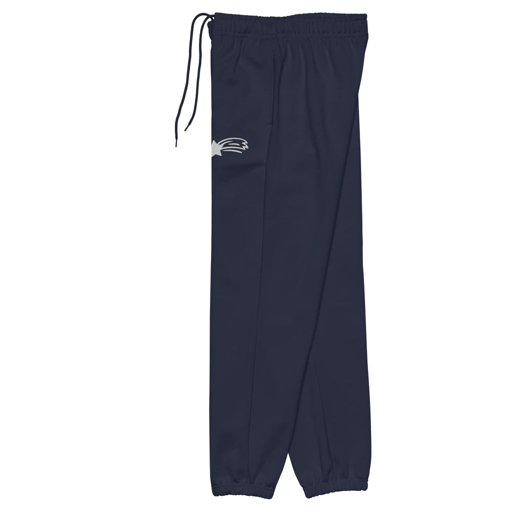 Navy unisex heavyweight sweatpants with white shooting star logo, MountainStarGalaxy apparel