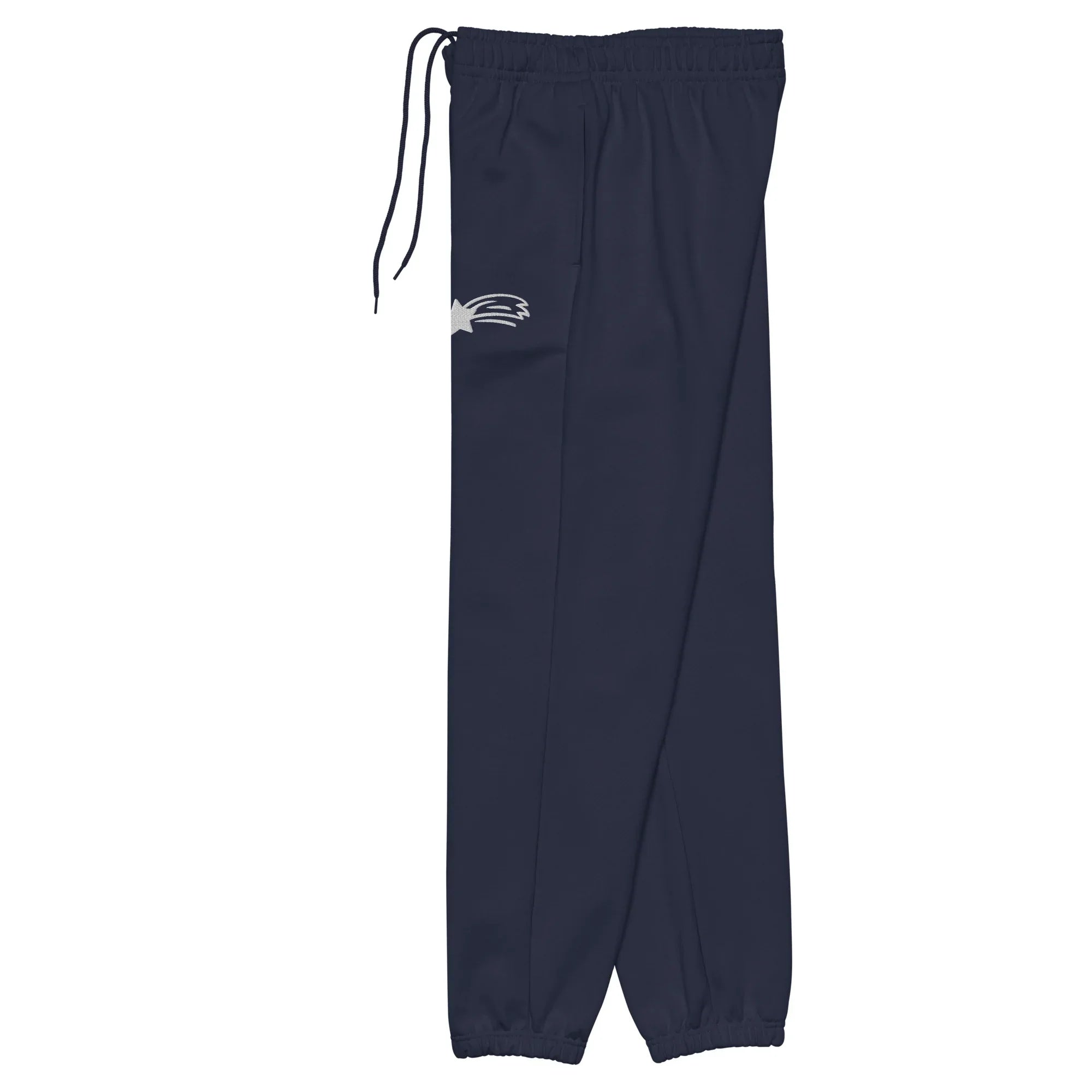 Navy unisex heavyweight sweatpants with white shooting star logo, MountainStarGalaxy apparel