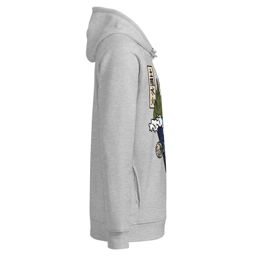 MountainStarGalaxy unisex heather grey organic hoodie with side pocket and mountain graphic