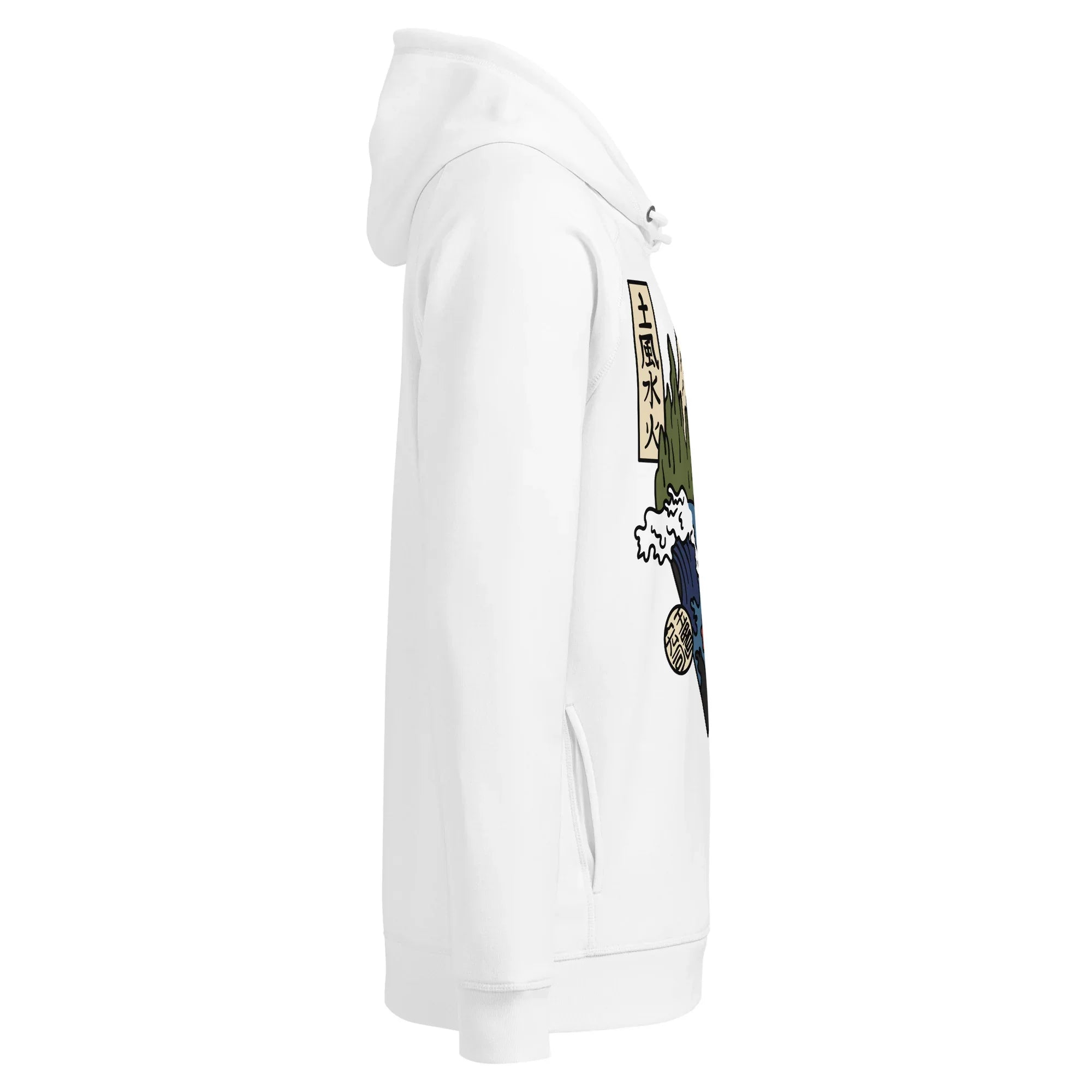 Unisex organic white hoodie with mountain and nature print, MountainStarGalaxy style