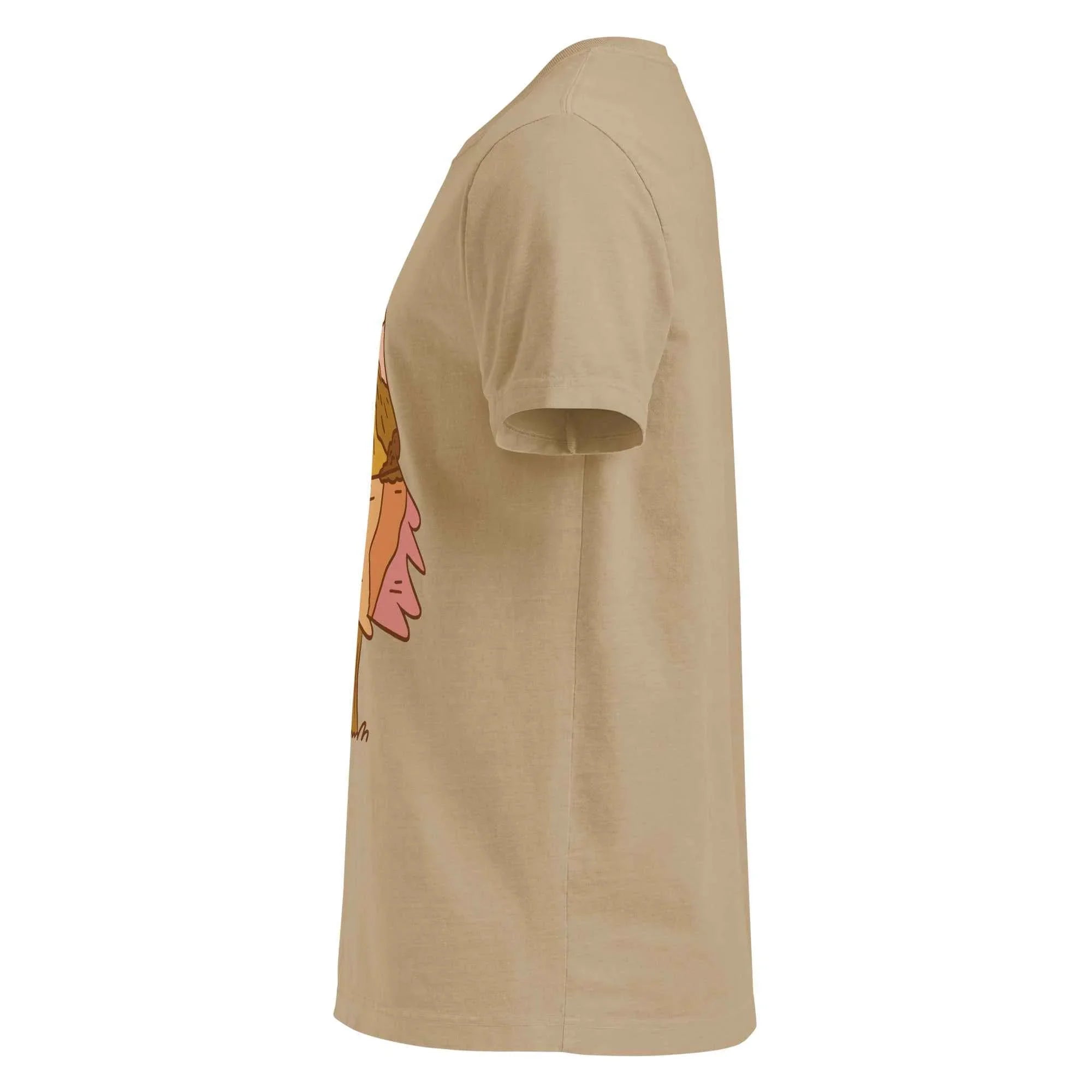 Khaki oversized unisex t-shirt with colorful graphic, MountainStarGalaxy apparel